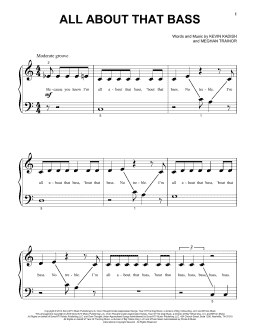 page one of All About That Bass (Beginning Piano Solo)