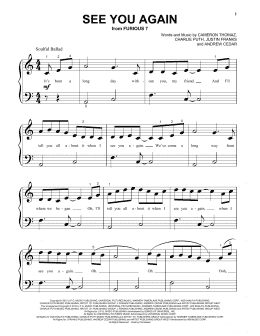 page one of See You Again (Beginning Piano Solo)