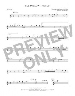 page one of I'll Follow The Sun (Alto Sax Solo)