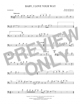 page one of Baby, I Love Your Way (Trombone Solo)