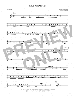 page one of Fire And Rain (Alto Sax Solo)