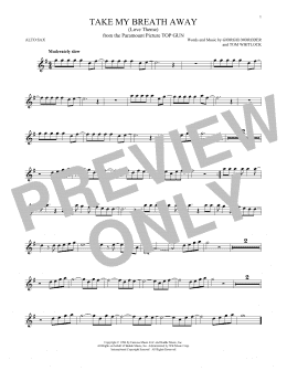 page one of Take My Breath Away (Love Theme) (Alto Sax Solo)