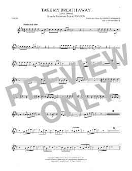 page one of Take My Breath Away (Love Theme) (Violin Solo)