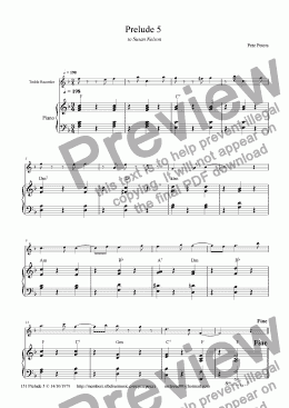 page one of Prelude 5 set 3 [recorder+ pno]
