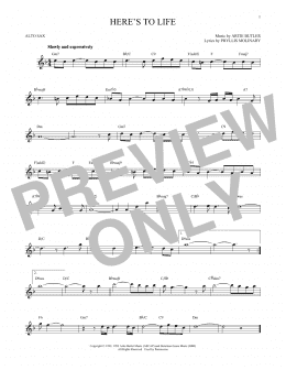 page one of Here's To Life (Alto Sax Solo)