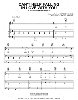 page one of Can't Help Falling In Love (Piano, Vocal & Guitar Chords (Right-Hand Melody))