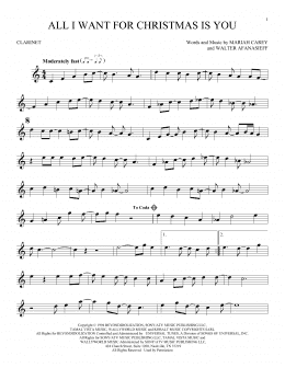 page one of All I Want For Christmas Is You (Clarinet Solo)