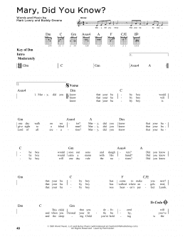 page one of Mary, Did You Know? (Guitar Cheat Sheet)