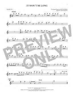 page one of It Won't Be Long (Tenor Sax Solo)