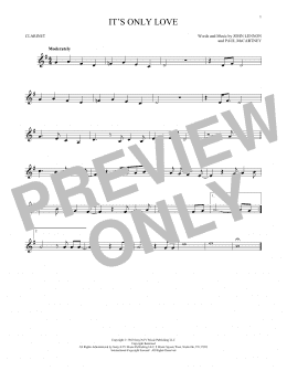 page one of It's Only Love (Clarinet Solo)