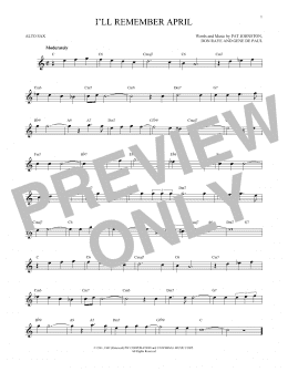 page one of I'll Remember April (Alto Sax Solo)