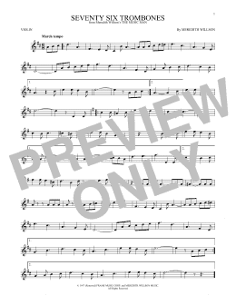 page one of Seventy Six Trombones (Violin Solo)