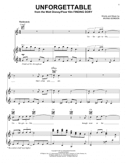 page one of Unforgettable (Piano, Vocal & Guitar Chords (Right-Hand Melody))