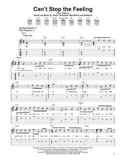 page one of Can't Stop The Feeling (Easy Guitar Tab)