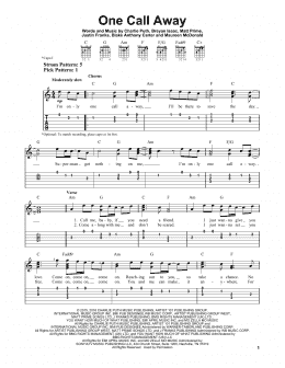 page one of One Call Away (Easy Guitar Tab)