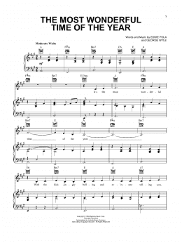 page one of The Most Wonderful Time Of The Year (Piano, Vocal & Guitar Chords (Right-Hand Melody))