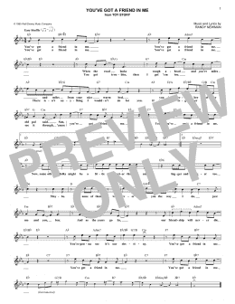 page one of You've Got A Friend In Me (from Toy Story) (Lead Sheet / Fake Book)