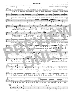 page one of Wannabe (Lead Sheet / Fake Book)