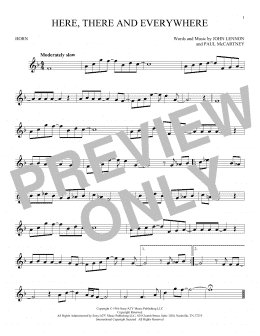 page one of Here, There And Everywhere (French Horn Solo)