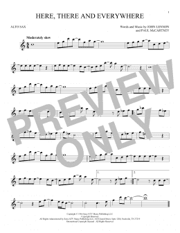 page one of Here, There And Everywhere (Alto Sax Solo)