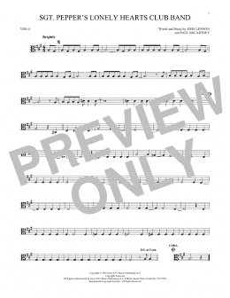 page one of Sgt. Pepper's Lonely Hearts Club Band (Viola Solo)