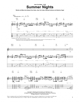 page one of Summer Nights (Guitar Tab)