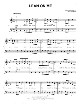 page one of Lean On Me (Very Easy Piano)