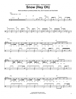 page one of Snow (Hey Oh) (Drums Transcription)