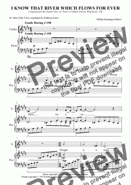 page one of I know that river which flows for ever (version for treble voices & piano)