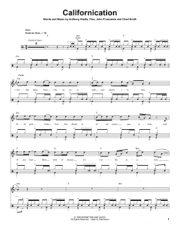 page one of Californication (Drums Transcription)