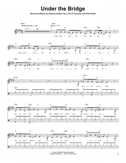 page one of Under The Bridge (Drums Transcription)