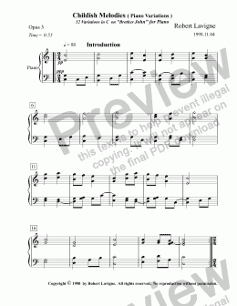 page one of Childish Melodies - Piano Variations