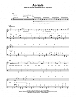 page one of Aerials (Drums Transcription)