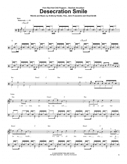 page one of Desecration Smile (Drums Transcription)