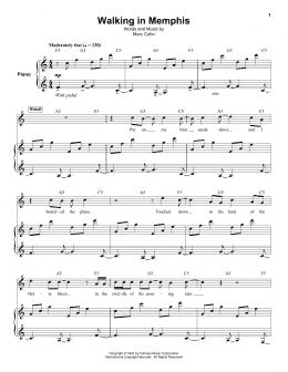 page one of Walking In Memphis (Keyboard Transcription)