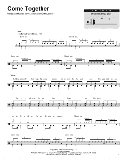 page one of Come Together (Drums Transcription)