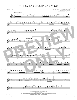 page one of The Ballad Of John And Yoko (Tenor Sax Solo)