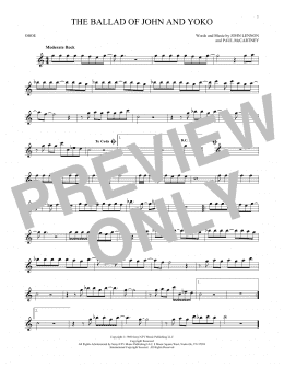 page one of The Ballad Of John And Yoko (Oboe Solo)