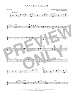 page one of Can't Buy Me Love (Alto Sax Solo)