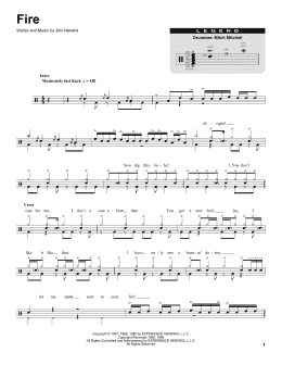 page one of Fire (Drums Transcription)