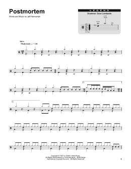 page one of Postmortem (Drums Transcription)