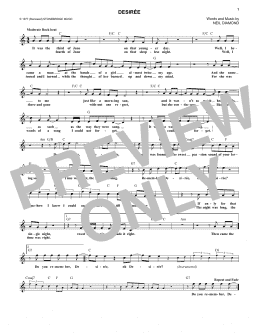 page one of Desiree (Lead Sheet / Fake Book)