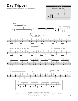 page one of Day Tripper (Drums Transcription)