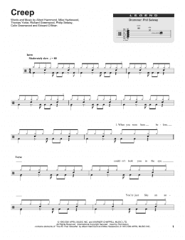 page one of Creep (Drums Transcription)