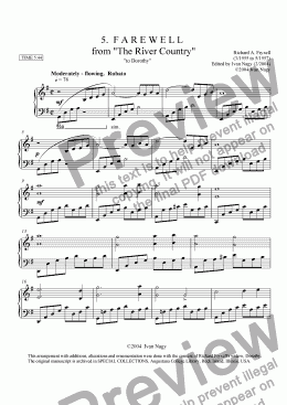 page one of THE RIVER COUNTRY: 5. Farewell.....for piano
