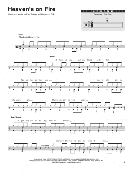 page one of Heaven's On Fire (Drums Transcription)