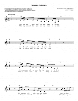 page one of Thinking Out Loud (Easy Lead Sheet / Fake Book)