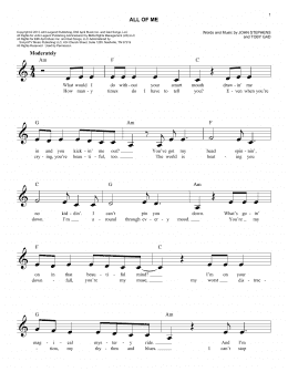 page one of All Of Me (Easy Lead Sheet / Fake Book)