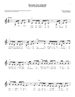 page one of Because You Loved Me (Easy Lead Sheet / Fake Book)