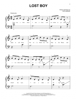 page one of Lost Boy (Beginning Piano Solo)